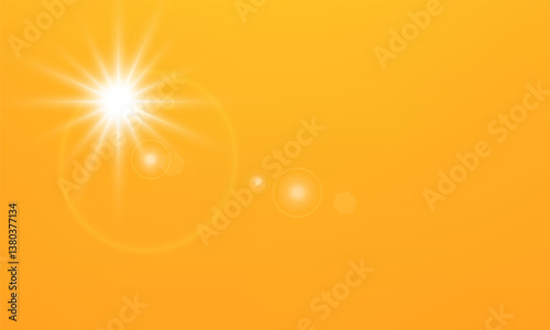  Warm sun on a yellow background. Leto.bliki solar rays