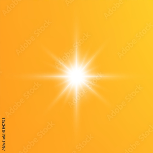  Warm sun on a yellow background. Leto.bliki solar rays