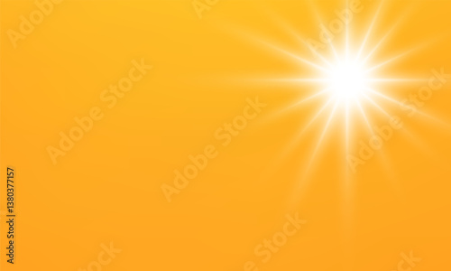  Warm sun on a yellow background. Leto.bliki solar rays