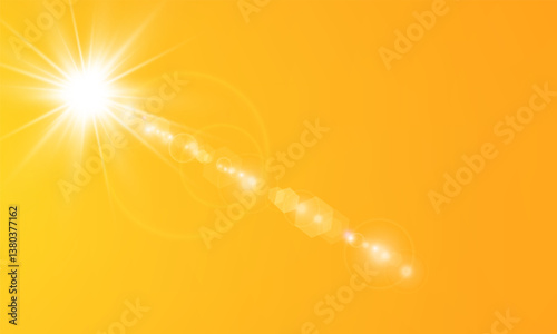  Warm sun on a yellow background. Leto.bliki solar rays