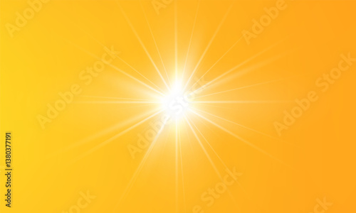  Warm sun on a yellow background. Leto.bliki solar rays