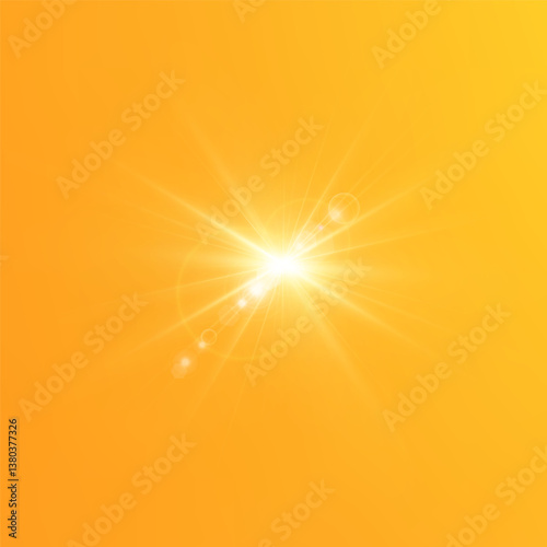  Warm sun on a yellow background. Leto.bliki solar rays