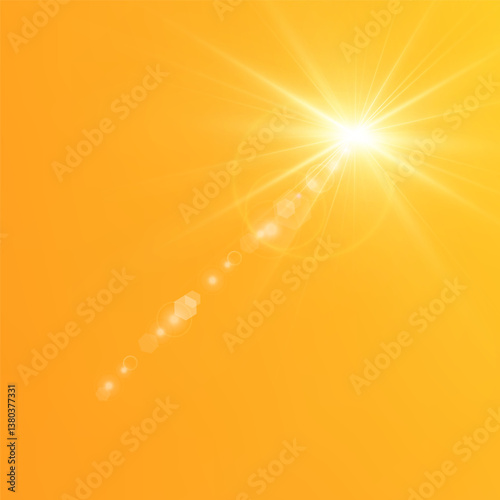  Warm sun on a yellow background. Leto.bliki solar rays