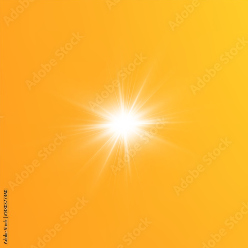  Warm sun on a yellow background. Leto.bliki solar rays