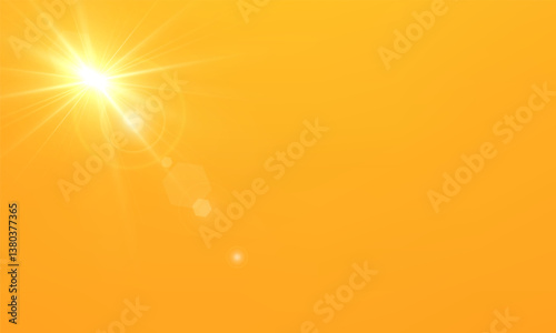  Warm sun on a yellow background. Leto.bliki solar rays