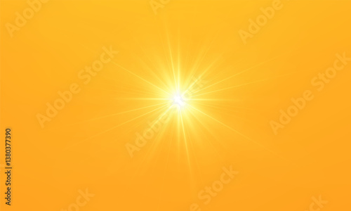  Warm sun on a yellow background. Leto.bliki solar rays
