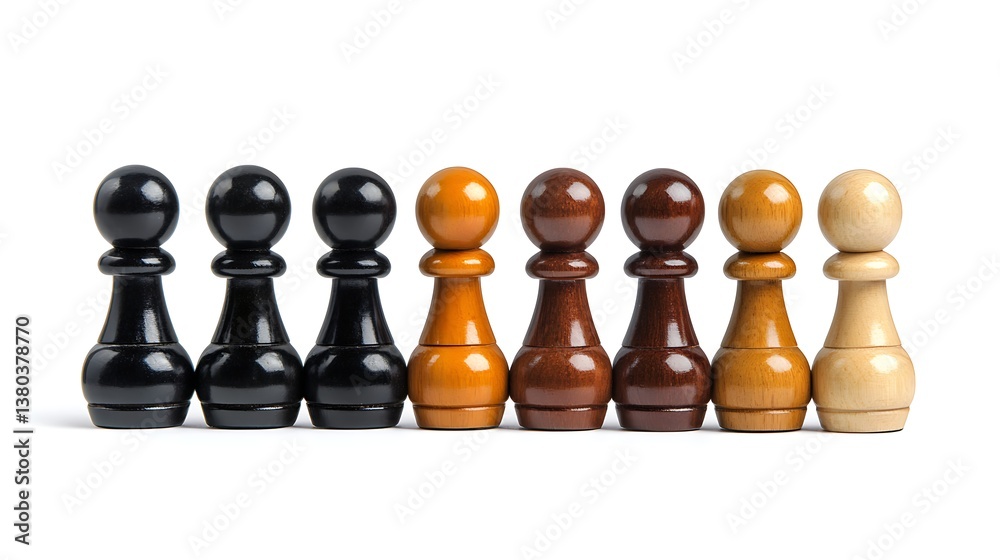 Chess pieces on a white background showing strategy and competition Chess pieces on a white background showing strategy and competition