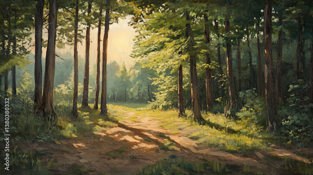 Obraz premium Forest Path Sunlight