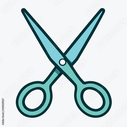 Teal scissors intersecting cutting in studio simplicity tool craft