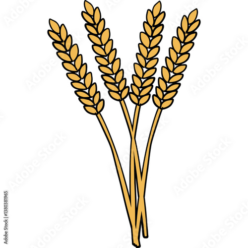 Farm theme, Four golden wheat stalks arranged artistically.
