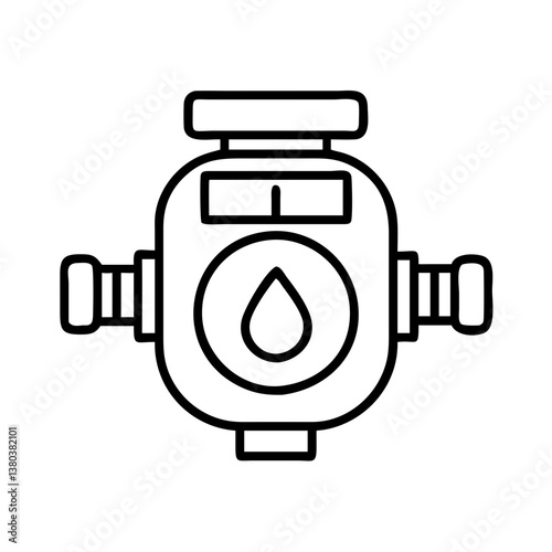 Water meter vector icon illustration for plumbing and water usage monitoring and conservation design 100