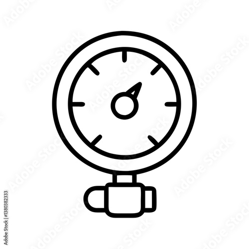 Pressure gauge icon vector illustration for measuring air water oil and gas in outline style isolated