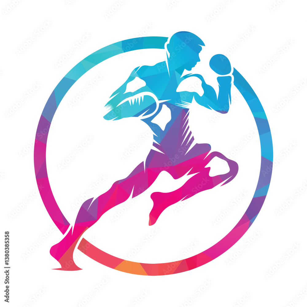 kick boxing logo vector icon. kick boxer attack sport logo icon vector. kick boxing logo vector icon. kick boxer attack sport logo icon vector.