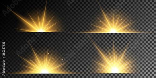 Lens Flare, light glow effect. sun or realistic shining star with backlight effect. bokeh glitter and sparkles or sparkles on transparent background.