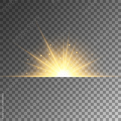 Lens Flare, light glow effect. sun or realistic shining star with backlight effect. bokeh glitter and sparkles or sparkles on transparent background.