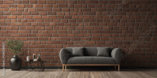 Contemporary Living Room with Rustic Brick Wall and Modern Furniture