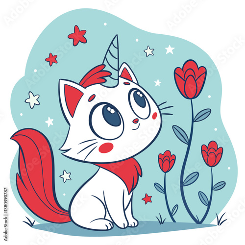 cute cat with unicorn style