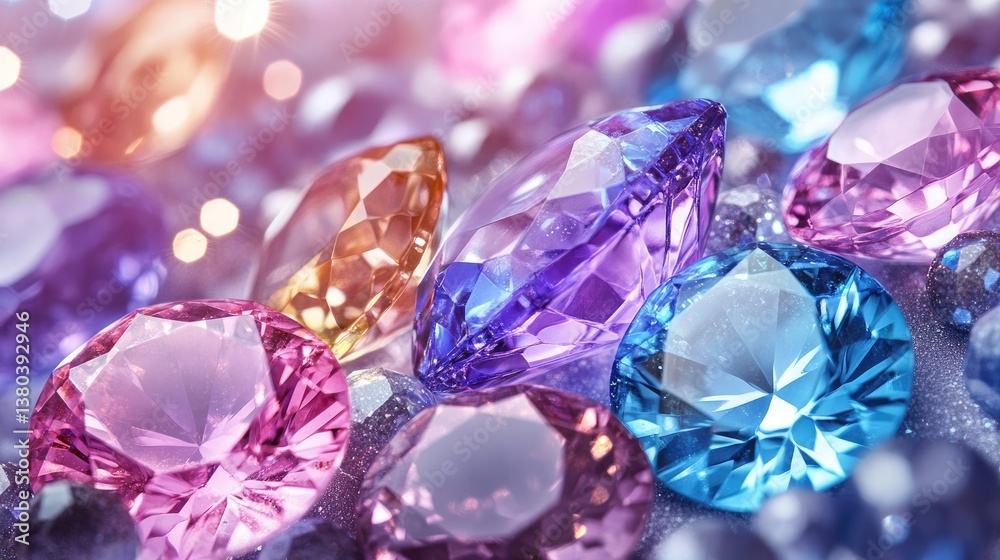 Glittering pastel-colored gems background Glittering pastel-colored gems background