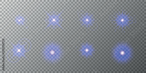 Lens Flare, light glow effect. sun or realistic shining star with backlight effect. bokeh glitter and sparkles or sparkles on transparent background.