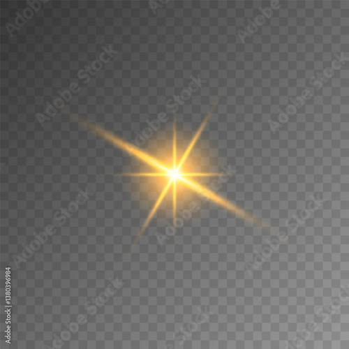Lens Flare, light glow effect. sun or realistic shining star with backlight effect. bokeh glitter and sparkles or sparkles on transparent background.