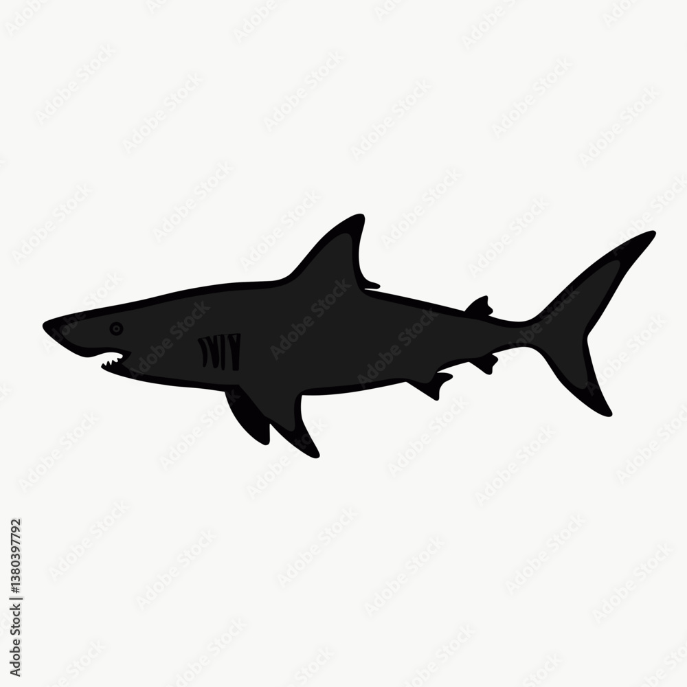 Shark silhouette illustration, minimalistic style, aquatic predator, copy space Shark silhouette illustration, minimalistic style, aquatic predator, copy space