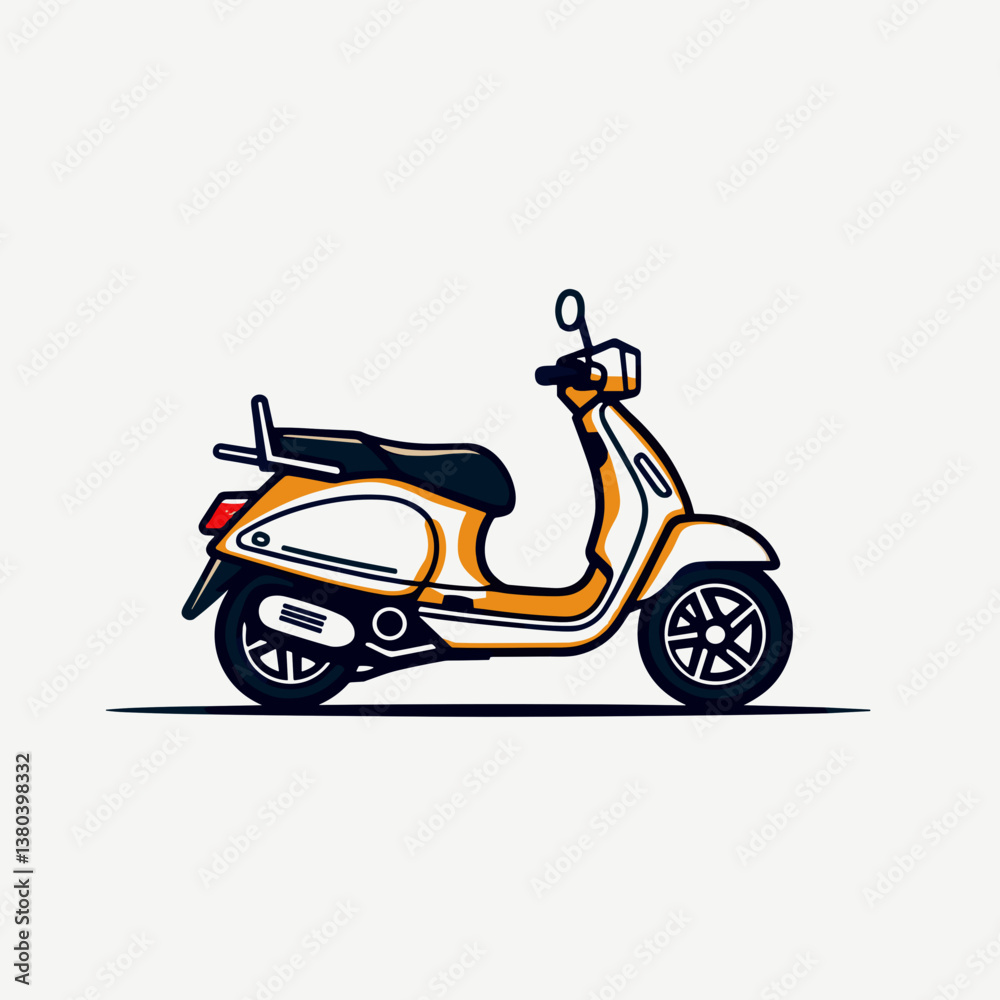 Obraz premium Stylized scooter illustration in vibrant colors with a side view design for playful concepts