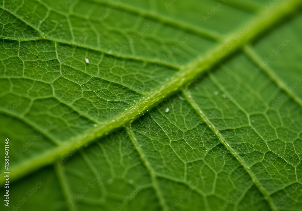 Macro Close-Up of Green Leaf Veins, Texture, Nature, Plant Detail, Fresh, Organic, Botanical, Pattern. Macro Close-Up of Green Leaf Veins, Texture, Nature, Plant Detail, Fresh, Organic, Botanical, Pattern.