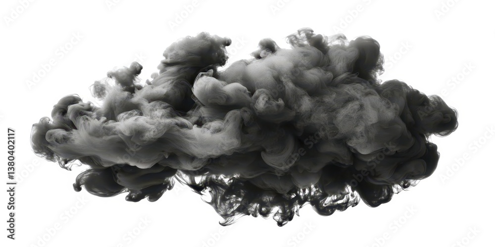 Creative Black Ink Cloud with Grunge Edges on White Background Creative Black Ink Cloud with Grunge Edges on White Background