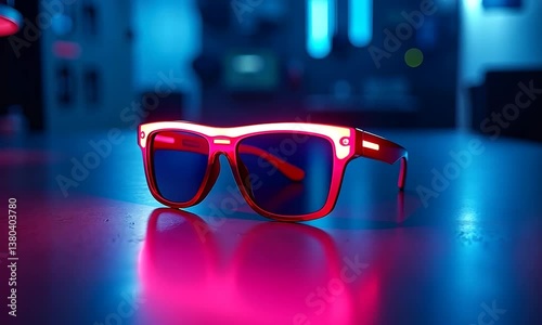 Neon Red Sunglasses Night Photography