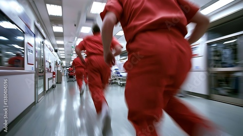 Code Red Doctors Racing Through Hospital Corridor.
