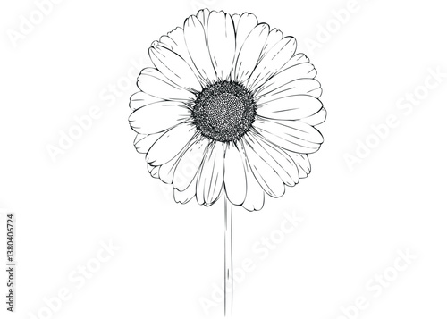 Flower line. Botanical elements. Vector line art	