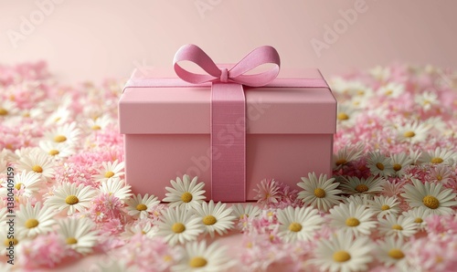 pink gift box with flowers