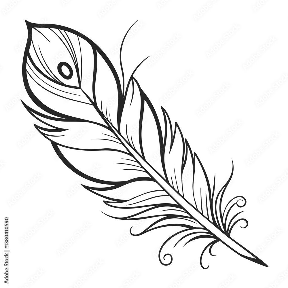Obraz premium Elegant Feather Illustration in Black and White Design 