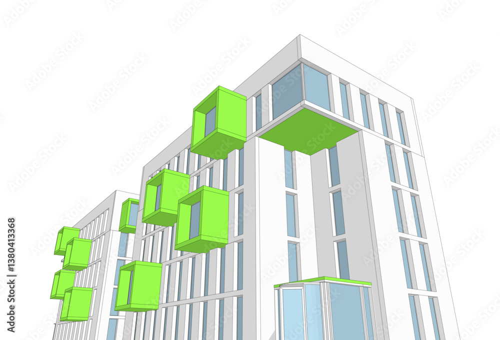 Modern architectural building 3d rendering Modern architectural building 3d rendering
