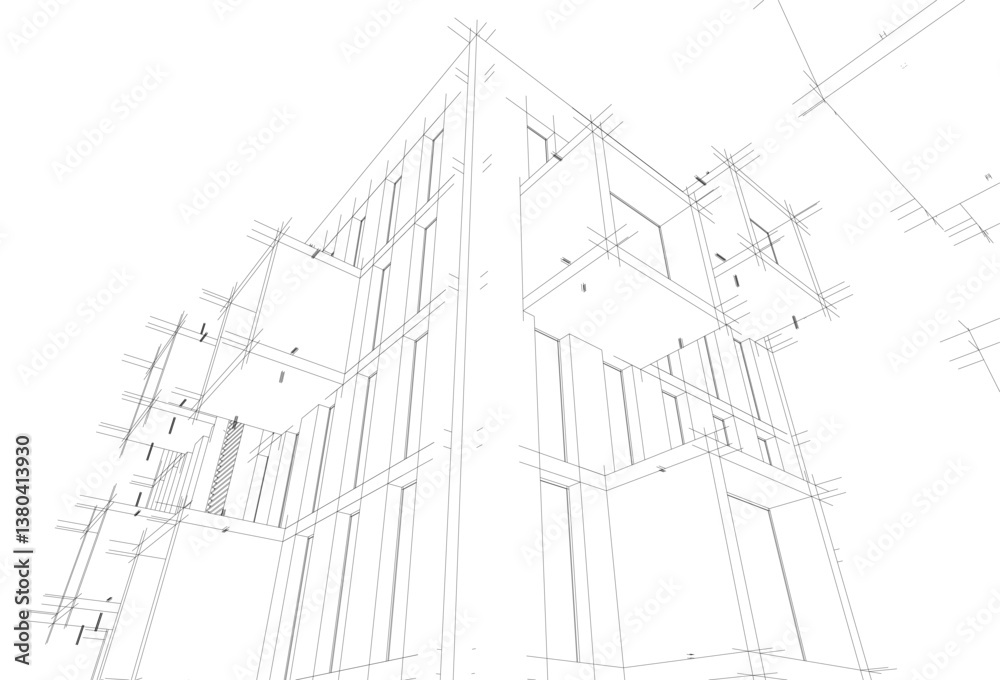 Fototapeta premium Modern architectural building 3d rendering