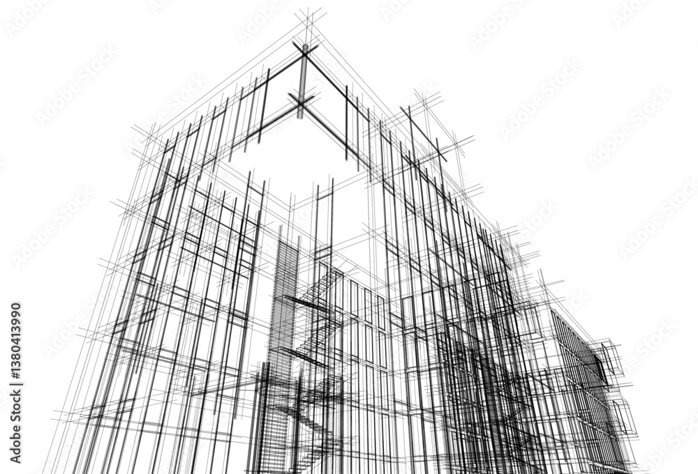 Modern architectural building 3d rendering Modern architectural building 3d rendering