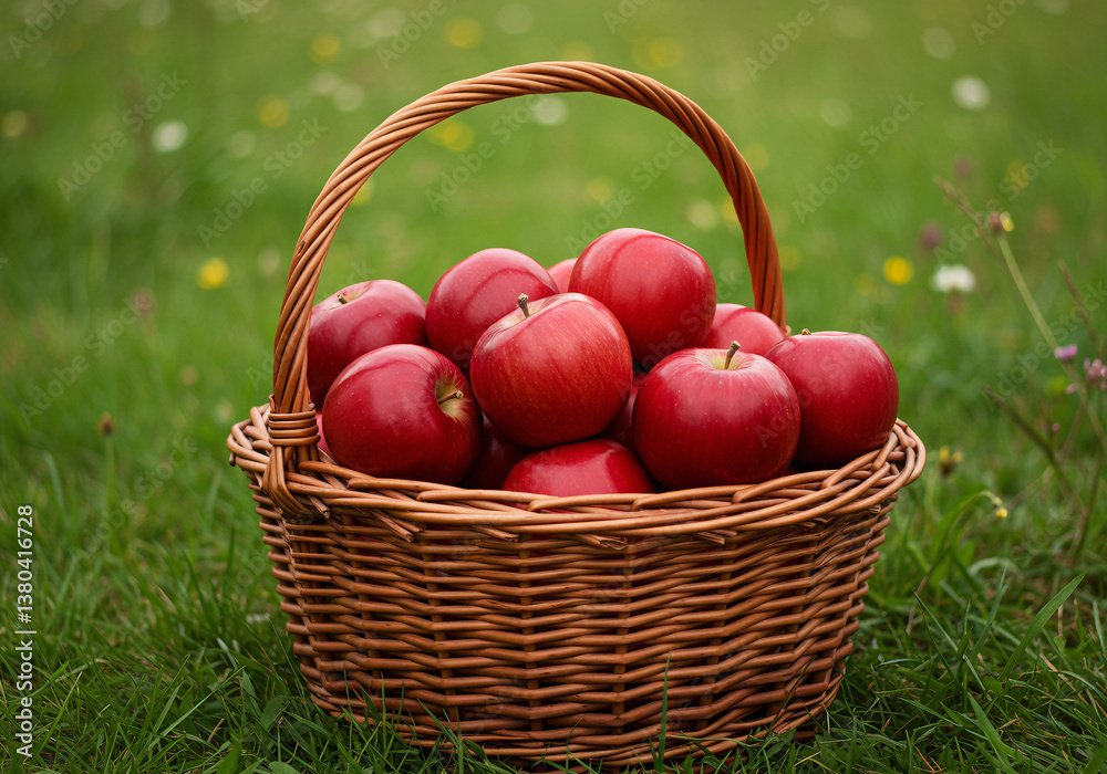 Red apples in a wicker basket Red apples in a wicker basket