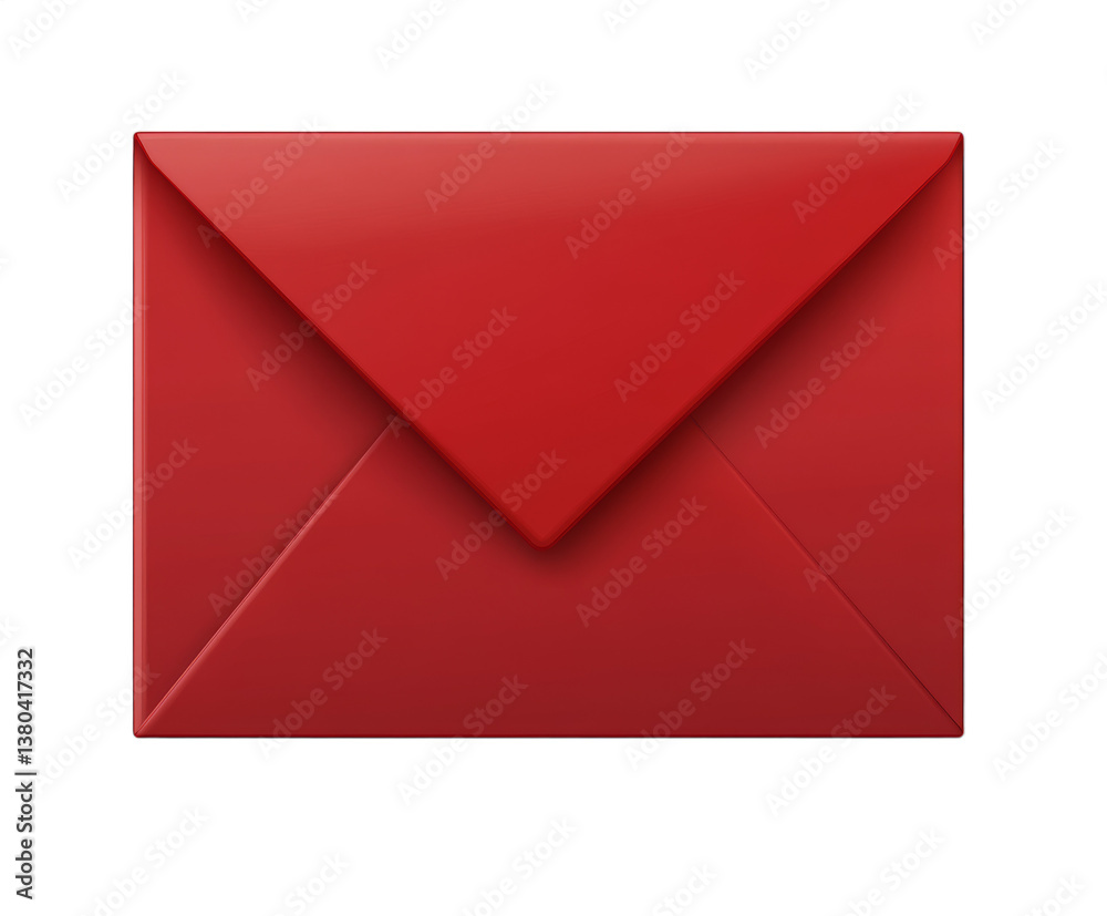 A vibrant red envelope is centered on a smooth white surface, showcasing its clean lines and sharp corners. This envelope represents communication and the anticipation of news A vibrant red envelope is centered on a smooth white surface, showcasing its clean lines and sharp corners. This envelope represents communication and the anticipation of news