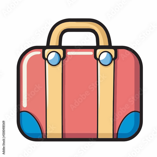 Illustrated suitcase icon shows luggage for travel design flat style