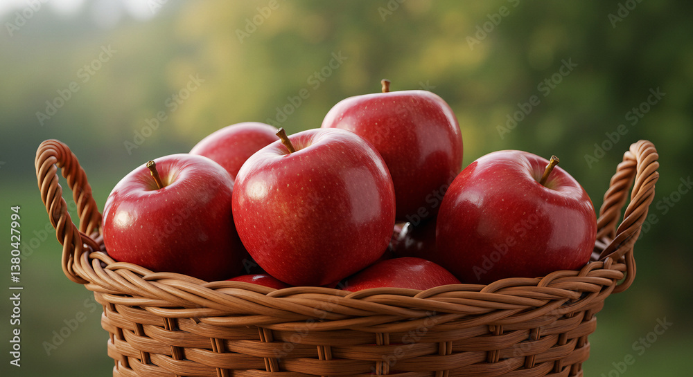 Red apples in a wicker basket Red apples in a wicker basket