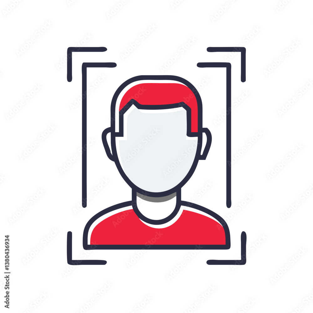 Face Recognition Icon in Flat Design on Transparent Background Face Recognition Icon in Flat Design on Transparent Background