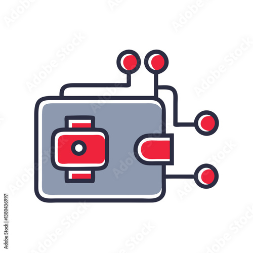 Crypto Wallet Icon with Digital Design on Transparent Background  