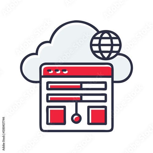 Web hosting icon design with cloud and globe elements  