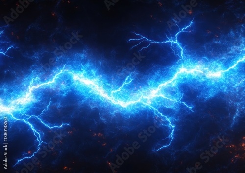 Wallpaper Mural Electric Blue Lightning Strikes in a Dark Thunderstorm Sky with Neon Plasma Effects Torontodigital.ca