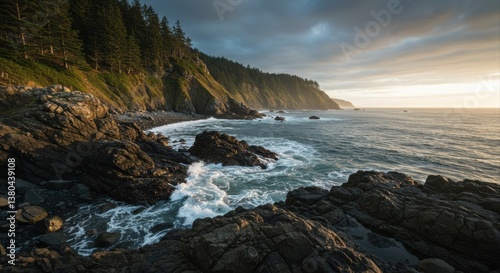 Coastal rocks at sunset.