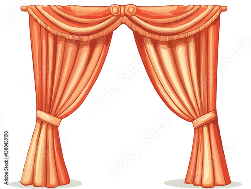 Curtains illustration, isolated on white