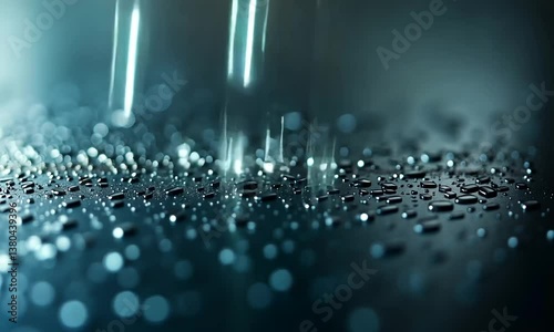 Water Droplets on Dark Surface: A Close-Up Macro Photography