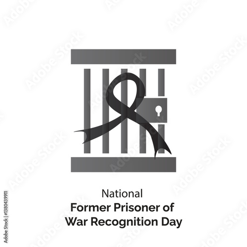 National Former Prisoner of War Recognition Day vector, illustration. April 9. Prison iron bars and black ribbon.