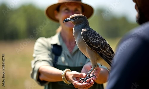 A Cheerful Woman and Her Bird of Prey: A Moment of Connection in the Wild
