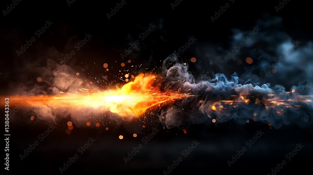 Fototapeta premium Fiery Collision Abstract Fire Smoke Burst.
